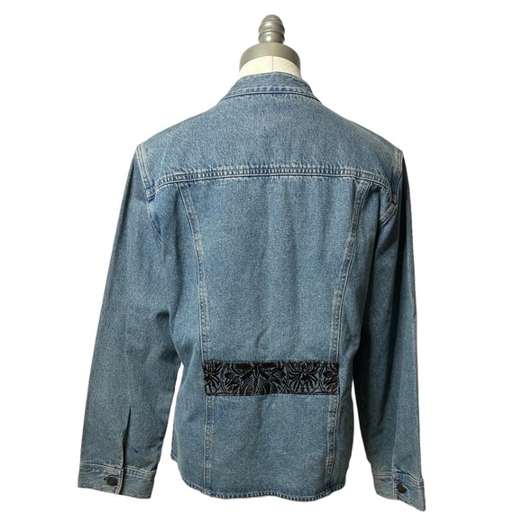 J. JILL Out Of The Blue Vintage Boxy Jean Cotton Denim Button Jacket Size Small - Picture 7 of 10